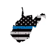 Distressed Thin Blue Line West Virginia State Shaped Subdued US Flag Sticker