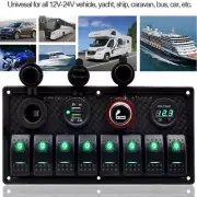 8 Gang Green LED Rocker Switch Panel Car Boat Marine Voltmeter 12V 24V (Fits: 5) (for: Volvo)