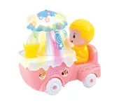 Electric Universal Walking Light Ice Cream Toy Car Light Music Projection Ice Cream Car Suitable for Children-Pink