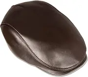 [m metellıno] METELLINO, Men's Leather Flat Cap, Newsboy Cap, Brown Ivy Hats, Brown, Medium-Large