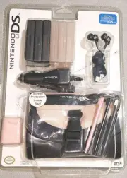 Nintendo DS Lite Starter Kit Black/Pink Case 3 Stylus Game Card Cases Car Adapte