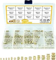 300Pcs M2 M3 M4 M5 M6 Brass Threaded Inserts, Brass Heat Set Insert for Plastic Parts, Threaded Insert Set for 3D Printing Injection Molding(Color:as Shown)