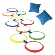 Hopscotch Rings Set 10 Colorful Rings Toss Bags Connectors Indoor Outdoor Ages 3
