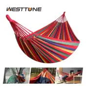 WESTTUNE Outdoor Canvas Hammock Camping Swing Hammock With Tree Ropes