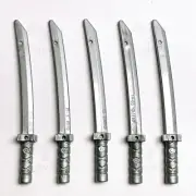 5 x Ninjago LEGO® Flat Silver Ninja Katana Sword Warrior Minifigure Weapon Part