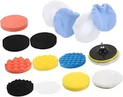 TOGEVAL 16pcs Car Polishing and Waxing Kit Durable Sponge Buffing Pads for Drill Easy to Use Detailing Tool for Cars Furniture and Glass Polishing Performance