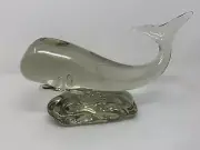 Large Glass Sperm Whale Figurine 13" Long 7.5 Lbs Like Moby Dick