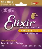 Elixir .011-0.052 Gauge Nanoweb Phosphor-Bronze Acoustic Guitar Strings