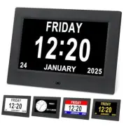 Black Clock with Day and Date for Elderly Dementia Patients-Large Number