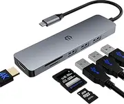 SUTOUG 6-in-1 USB C Hub Docking Station with 4K HDMI Output, SD/TF Card Reader, USB 3.0 Up to 5Gpbs, Compatible for Laptop and Other Type C Devices