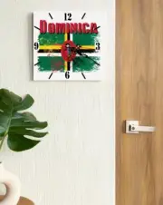 Dominica Flag Wall clock patriots Wooden Tile Watch Support Décor