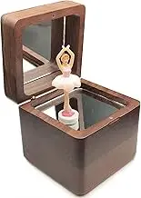 18 Note Wind Up Solid Wood Ballerina Girl Music Box, for Christmas/Birthday/Valentine's Day/Mother's Day, Tune of Swan Lake. (Walnut)