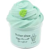 Green Butter Slime with Leaf Charm 7OZ Premade Butter Slime for Kids Party Favor
