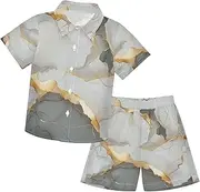 [Caihoyu] Little & Big Boy's Hawaiian Button Down Shirts and Shorts Set Toddler Baby Boy Outfit Summer Outfit