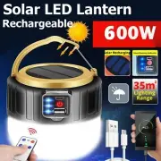 Portable Solar LED Lantern Rechargeable Camping Light Outdoor Tent Lamp USB AU