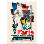 Galrie Southern Railway Vintage Travel Poster: Paris for the Weekend Inspired Art Design, White Frame, A2 42x 60cm (16 x 24inch)