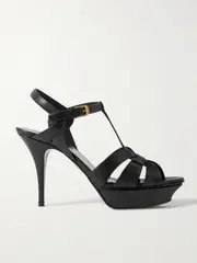 [SAINT LAURENT] SAINT LAURENT - Tribute Woven Leather Platform Sandals - Black - IT39.5 IT 39.5 Black