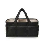 Black Large Plush Nappy Caddy Organizer Portable Diaper Storage Bin & Nursery Tote Bag Carriers Slings & Backpacks