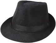 [outret] Fedora Hat Men Short Brim Straw Fedora Hat,Summer Beach Sun Hat for Men,Jazz Hat Light Weight Panama Cap Stylish