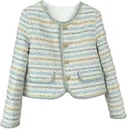 [Generic] Women's Classics Tweed Elegant Jackets Woolen Ladies Suit Short O-Neck Coat