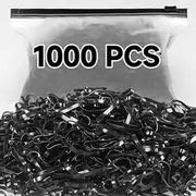 1000 pcs Elastic Hair Rubber Bands Mini Rubber Bands.Soft Small Hair Ties for Girls, Elastic Ponytail Accessories, Baby Hair Styling (Black)