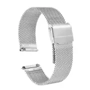 316L Stainless Steel Mesh Watch Band 18mm Quick Release Adjust Strap, Silver