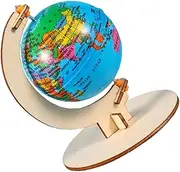 Handmade Boys and Girls Educational Globe Diy Wooden Earth Craft Kit Rotating Desk Toy Classroom Learning Tool Decorative Decor