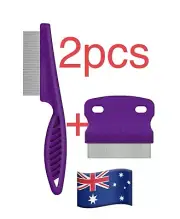 ( 2Pcs ) Pet Lice Comb Dog Stainless Steel Flea Removal Hair Removal Brush.