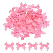 60Pcs Mini Ribbon Bow 1.5" Mini Fabric Satin Ribbon Flower Bows Dark Pink