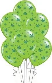 PMU Marijuana Balloons PartyTex 11in with All-Over Print Green Marijuana Leaves