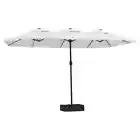 Double Head Garden Umbrella Outdoor Patio Shade Cantilever Parasol Sand White