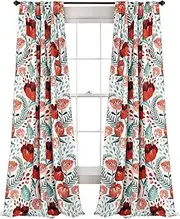 Lush Decor Poppy Garden Curtains Light Filtering Window Set for Living, Dining, Bedroom, 84 in L Panel Pair, Multi
