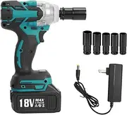 [ZTGD] Cordless Impact Wrench, Brushless Impact Wrench 1/2 inch Square Drive (520Nm), 3000RPM w/ 6, High Torque Power Impact Wrench for Car Home Patio US Plug