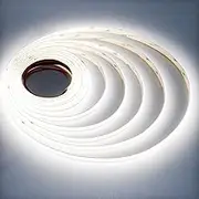 JOYLIT 24 V COB LED Strip 5000 K White 5 m 9000 LM Very Bright, CE UL Pro CRI 95+ Dimmable LED Strip 480LEDs/M High Density 90 W Self-Adhesive Light Strip for Home, Commerce, Industry (LED Strip Only)