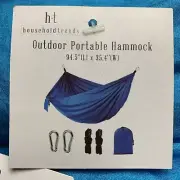 Blue Polyester Portable Hammock with Hanging Ropes, Carabiners & Carry Bag 400lb