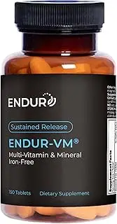 ENDUR-VM Multi Vitamin Contains 23 Vitamins and Minerals, Without Iron, Sustained Release, 150 Tabs