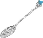 Vaguelly Creative Blue Crystal Spoon Vintage Carved Apatite Stone Unique Reusable Stirring Spoon for Desserts Soups Timeless Kitchenware Present for Special Occasions