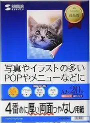 Sanwa inkjet double-sided printing paper, thick A3 20 sheet JP-ERV5NA3