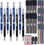 MyLifeUNIT 22 Pcs 2.0 mm Mechanical Pencils Set, 8 Pcs Lead Pencils with 10 Case Lead Refills 2B, HB Black & Colors, 2 Pcs Erasers and 2 Pcs Sharpeners for Drawing, Sketching and Drafting