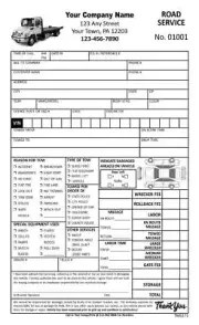 Towing Road Service Forms / 2 or 3 Part Carbonless / 5.5 x 8.5 / TMG171