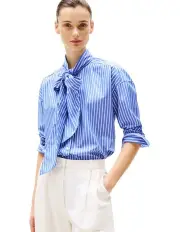 [Tommy Hilfiger] Relaxed Fit Bow Collar Shirt in Blue