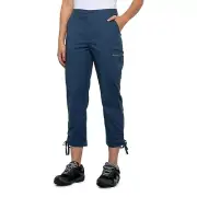 NWT Eddie Bauer Womens Sz Large Stretch Dark Denim Blue Skylar Capri Pants