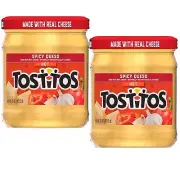 Tostitos SPICY QUESO HOT Salsa Dip Real Cheese 15 Oz - 2 Jars