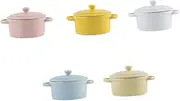Ergonomic Double Handle Ceramic Soup Bowl Lid for Baby Feeding and Jelly Pudding Pure White
