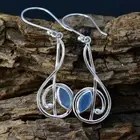 Earring Fish Hook 925 Sterling Silver Blue Chalcedony Marquise Shape For Girls