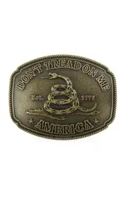 America Don't Tread On Me Flag Snake Belt Buckle Antique Bronze Tone DT02