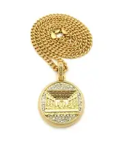 Hip Hop Gold Last Supper Pendant & 24" Rope, Box, Cuban Link Chain Necklace