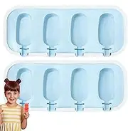 Ice Pop Molds | 4-Hole Silicone Popsicle Maker | 2X Easy Release Moulds Ice Cream Maker Food Grade Mold for Juice, Pudding, Fruit