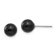 14K Yellow Gold 8mm Black Onyx Stud Earrings Push Back Madi K Children's Jewelry