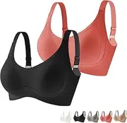 [Generic] Floralshe Brasier,Women's Solid Color Four Rows Adjustable Wireless Bra,Womens Bras No Underwire Full Support